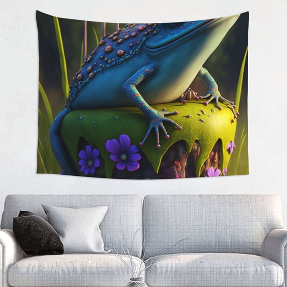 Kdxio Cute Blue Frog Wall Hanging Tapestries Banner For Bedroom College Dorm Home Living Room Party Decor 29X37 In