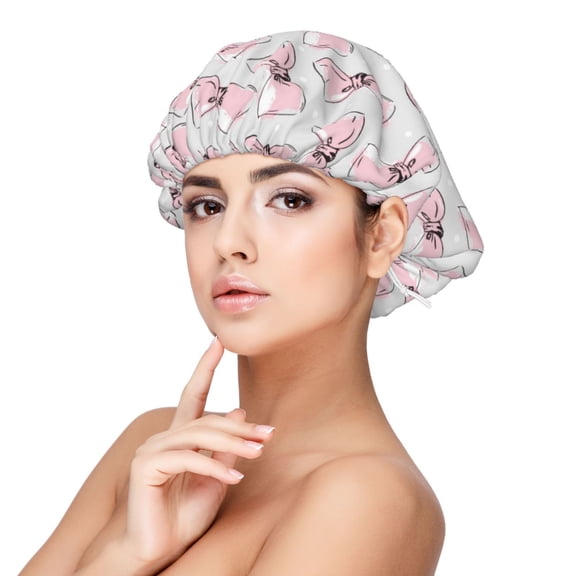 Kdxio Cute Bow Tie Pattern Satin Bonnet Silk Bonnet Hair Bonnet for Sleeping Hair Bonnets for Women Curly Natural Hair