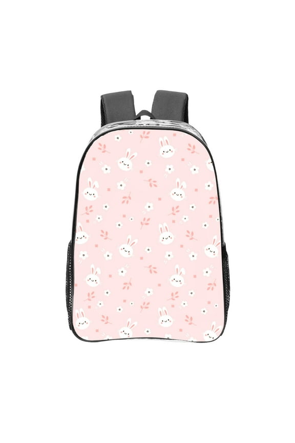 Cute Bunny Clear Backpack, Transparent Bookbag for School for Women Men, Capacity Clear Bag for College, Travel