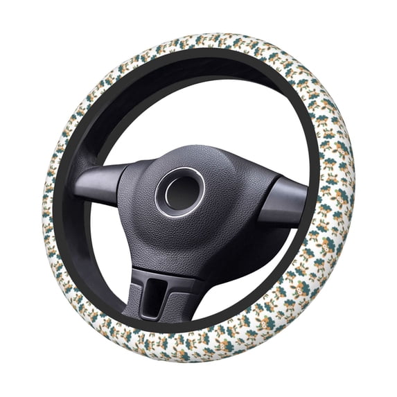 Kdxio Cute Bunny Print Elastic Stretch Steering Wheel Cover,Auto Steering Wheel Cover,15 Inch Anti-Slip,Warm in Winter and Cool in Summer,Fit Suvs,Vans Cars,Trucks