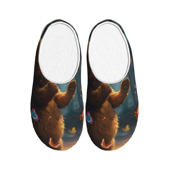 Kdxio Cute Butterfly Bear Women's Men's Slippers Plush Slip-On House Slipper for Winter Indoor Soft Cushion Non-slip Fluffy Slides Slippers-11