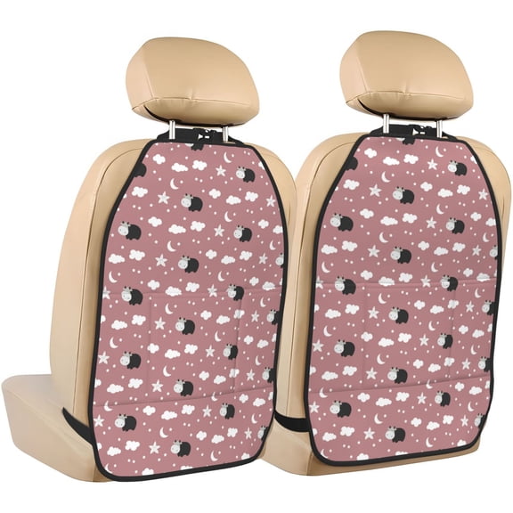 Kdxio Cute Calf Print 2 Pack Car Kick Mat Seat Cover Back Protector Mat with Pockets for Organizer Backseat Protector and Storage Anti Kick Pad for Vehicles