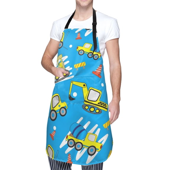 Kdxio Cute Car Cartoon Apron with Pockets Adjustable Kitchen Aprons for Men Women Waterproof Aprons for Cooking,Drawing,Crafting, Baking Household Cleaning