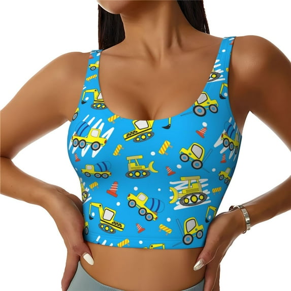 Kdxio Cute Car Cartoon Print Workout Crop Tank Top for Women Racerback Yoga Tank Tops Athletic Sports Shirts Exercise Undershirts