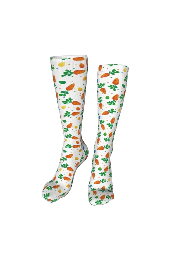 Cute Carrot Funny Silky Novelty Funky Long Knee High Socks Soft 3D Print Cosplay Crazy Stockings for Men Women