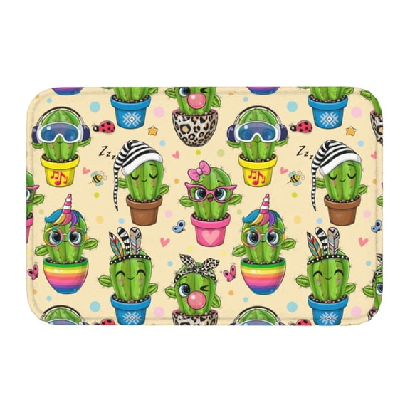 Kdxio Cute Cartoon Cactus,16" x 24", Non-Slip Front Door Mats,Outdoor Welcome Mat Washable