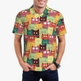 thumbnail image 1 of Kdxio Cute Cartoon Cat Print Men's Short Sleeve Polo Shirt,Midweight Men's Shirt, 1 of 6