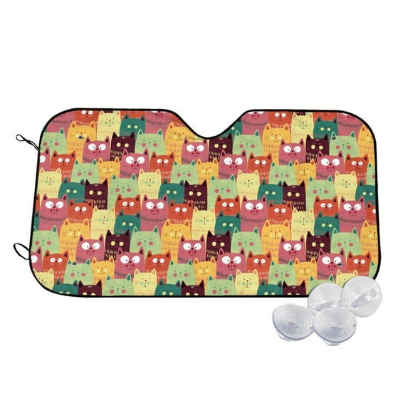 Kdxio Cute Cartoon Cat Print Windshield Sun Shade,UV Rays and Sun Heat Protection,Sunshade for Car Windshield,Car Shade Front Windshield -