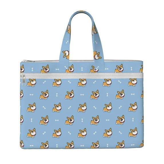 Kdxio Cute Cartoon Corgi File Tote Document Bag Business Briefcase Bag Document Organizer Tote Briefcase for Letter A4 Files Business Teacher Office Bag
