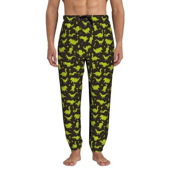 Kdxio Cute Cartoon Dinosaurs Green Silhouette Pattern Pattern Joggers,Sweatpants for Men with Pockets-X-Large