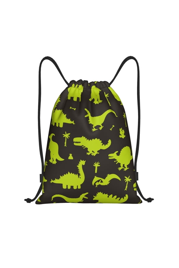 Cute Cartoon Dinosaurs Print Drawstring Backpack Bag,Waterproof Draw String Back Sack, Gym Drawstring Bags Swim Bag For Unisex