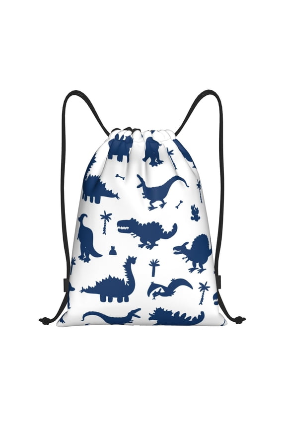 Cute Cartoon Dinosaurs Print Drawstring Backpack Bag,Waterproof Draw String Back Sack, Gym Drawstring Bags Swim Bag For Unisex