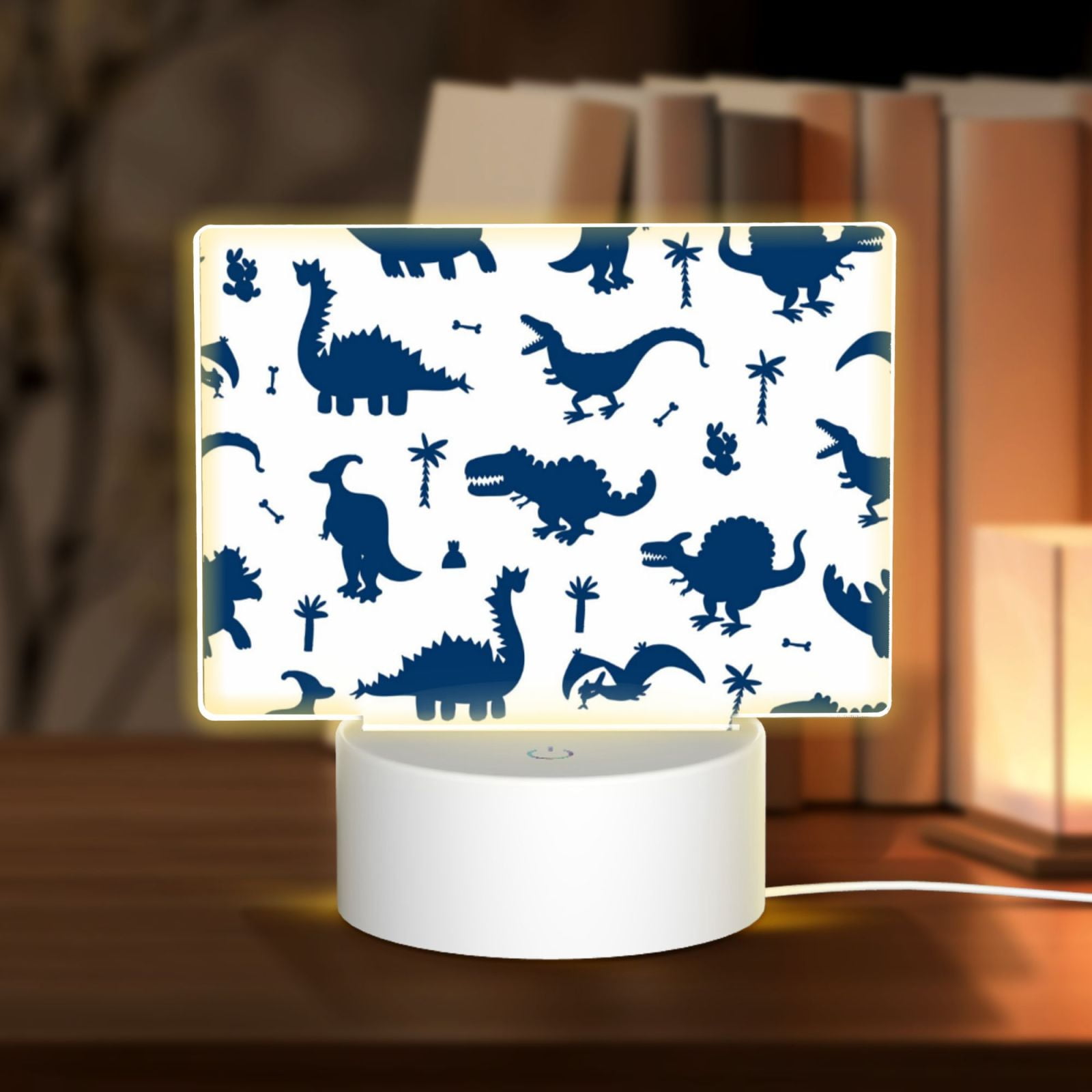 Kdxio Cute Cartoon Dinosaurs Rectangular Acrylic Night Light Acrylic Sleep Night Light Friend Gifts for Birthday Gifts for Women Teens Boys Girls