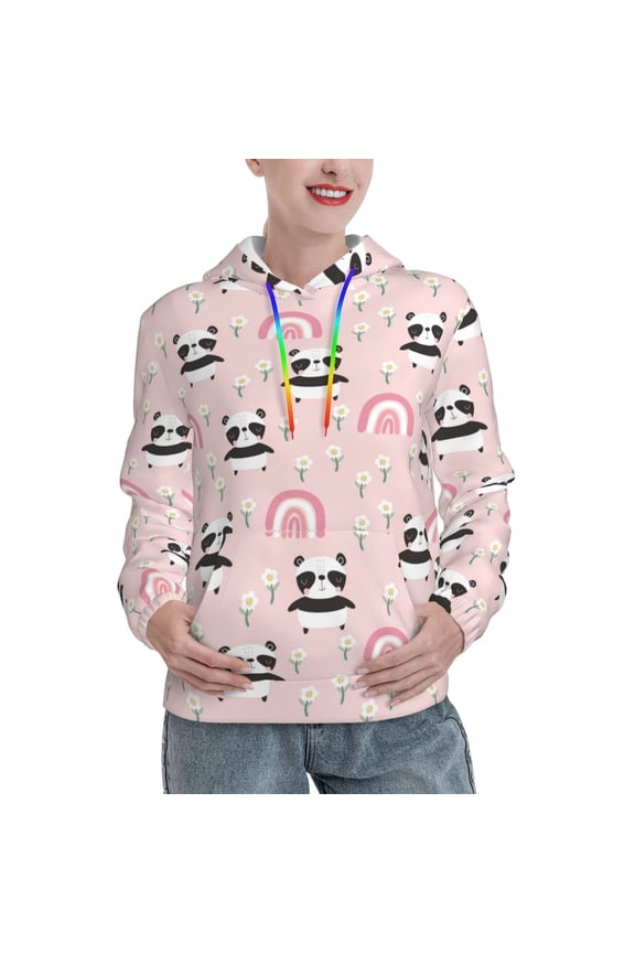 Cute Cartoon Panda Print Womens Oversized Hoodies Sweatshirts Hooded Pullover Tops Sweaters Casual-Medium