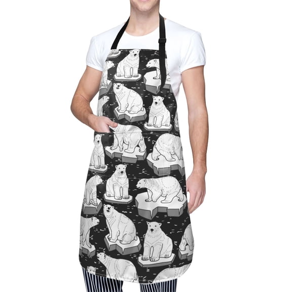 Kdxio Cute Cartoon Polar Bear Apron with Pockets Adjustable Kitchen Aprons for Men Women Waterproof Aprons for Cooking,Drawing,Crafting, Baking Household Cleaning