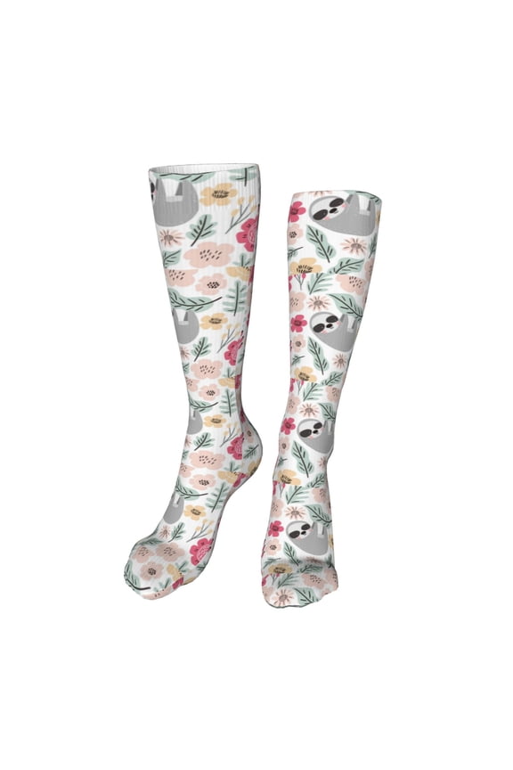 Cute Cartoon Sloth Funny Silky Novelty Funky Long Knee High Socks Soft 3D Print Cosplay Crazy Stockings for Men Women