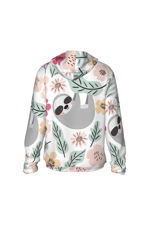 Cute Cartoon Sloth Print Women Men Sun Protection UPF 50+ Jackets Zip Up Long Sleeve Hoodie Hiking Lightweight with Pockets