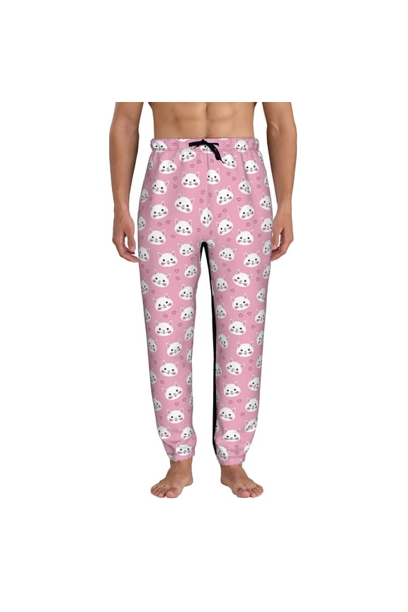 Cute Cat Pattern Joggers,Sweatpants for Men with Pockets-3X-Large