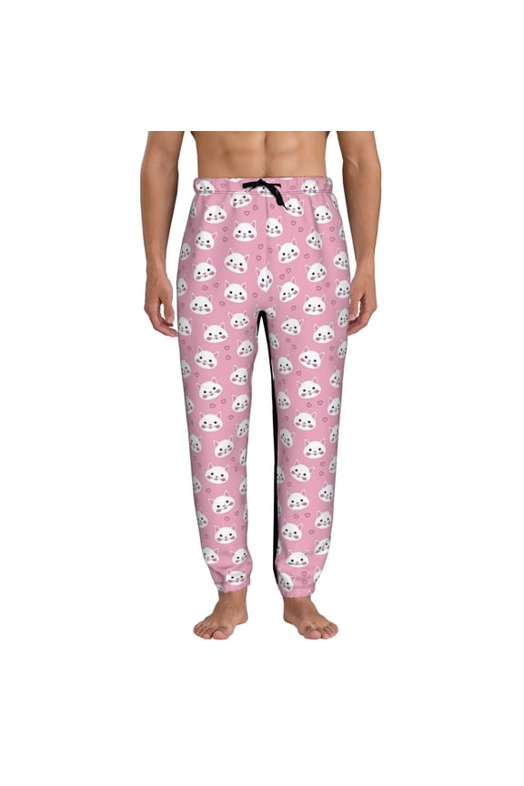 Cute Cat Pattern Joggers,Sweatpants for Men with Pockets-Small