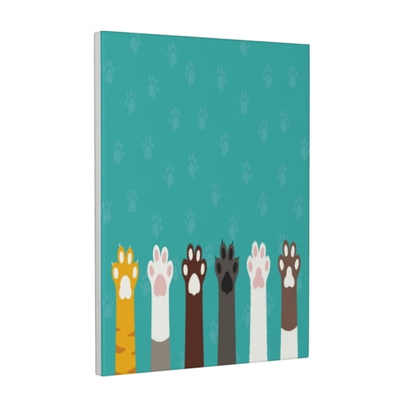 Kdxio Cute Cat Paw And Dog Pattern Canvas Wall Art 12x16 Inches - Waterproof HD Print Solid Wood Frame for Living Room & Bathroom,Vertical