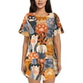 thumbnail image 1 of Kdxio Cute Cat Paw Print Pajamas Sets for Women Short-Sleeved Pjs with Lounge Shorts Two Piece Sleepwear S-4XL, 1 of 9