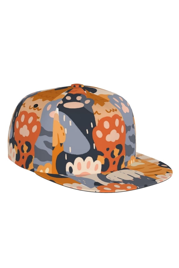 Cute Cat Paw Print Snapback Hat for Men Women,Adjustable Baseball Cap