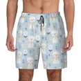 thumbnail image 1 of Kdxio Cute Cat Print Men's Swim Trunks with Compression Liner 7 Inch Inseam Quick Dry Swim Shorts, 1 of 7