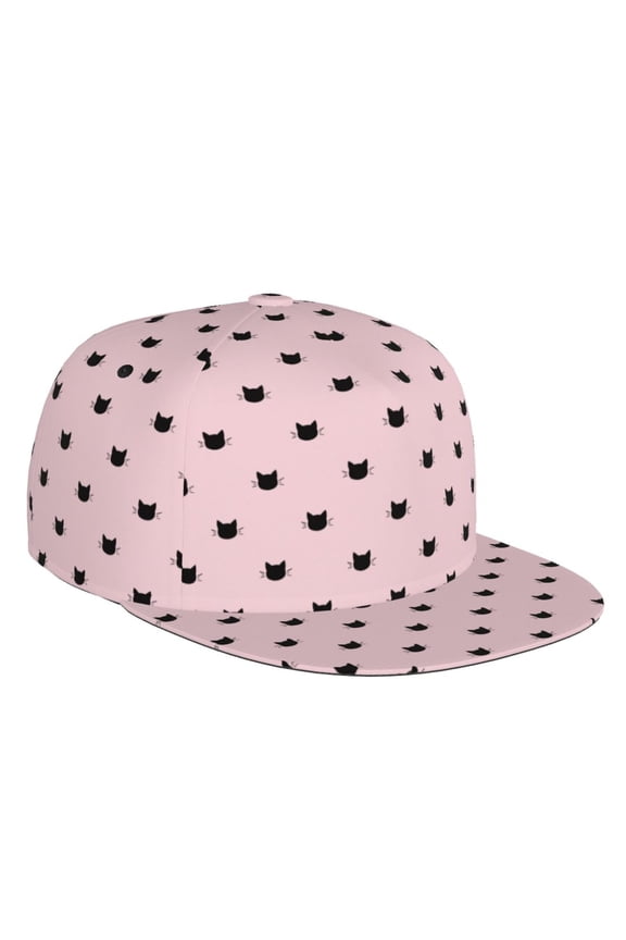 Cute Cat Print Snapback Hat for Men Women,Adjustable Baseball Cap