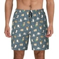 thumbnail image 1 of Kdxio Cute Cats And Dogs Print Men's Swim Trunks with Compression Liner 7 Inch Inseam Quick Dry Swim Shorts, 1 of 7