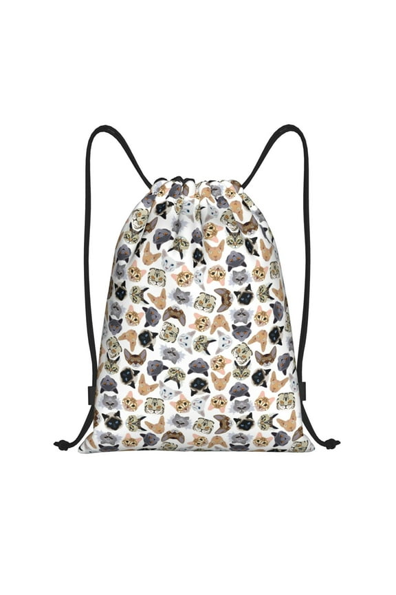 Cute Cats Print Drawstring Backpack Bag,Waterproof Draw String Back Sack, Gym Drawstring Bags Swim Bag For Unisex