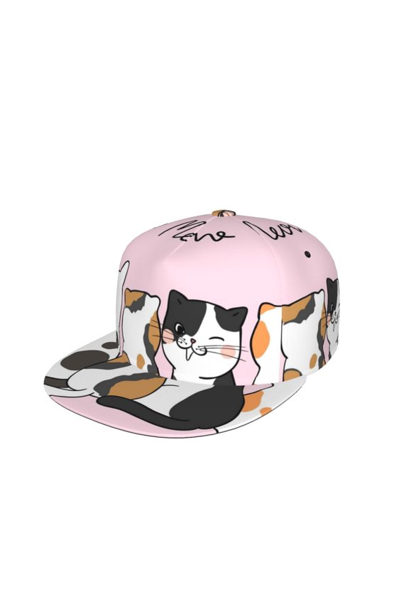 Cute Cats Print Snapback Hat for Men Women,Adjustable Baseball Cap