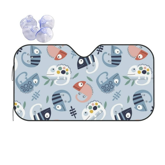 Kdxio Cute Chameleons On Blue Print Front Windshield Sun Shade,Folding Auto Sunshade for Car Truck SUV-Medium