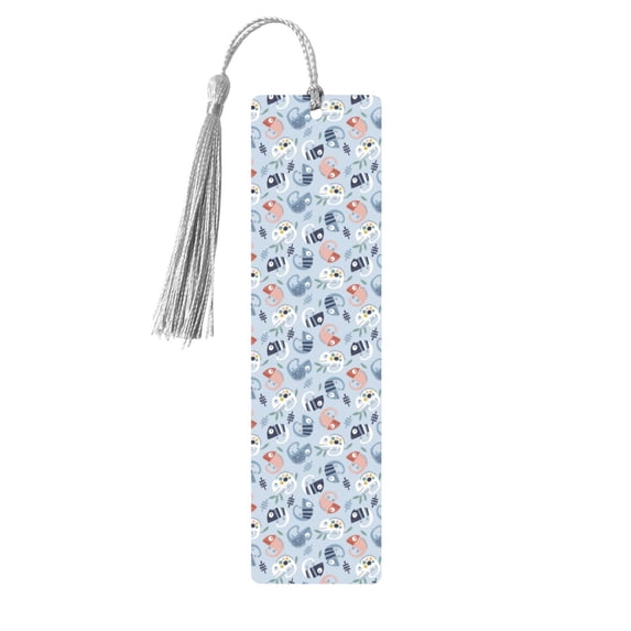Kdxio Cute Chameleons On Blue Print Metal Tassel Bookmarks,Perfect Gift for Art Lovers and Bookworms Metal Bookmarks for Women