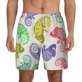 thumbnail image 1 of Kdxio Cute Chameleons Print Men'S Swim Trunks With Compression Liner 7 Inch Inseam Quick Dry Swim Shorts, 1 of 7
