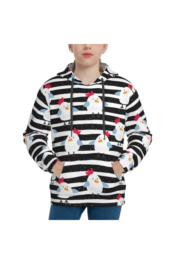 Cute Chicken Pattern Boys Athletic Unisex Boys Girls Hoodie with Pocket Sweatshirts-Medium