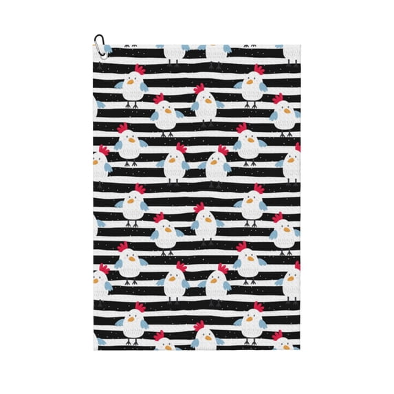 Kdxio Cute Chicken Pattern Golf Towel (24" X 16") with Carabiner Clip - The Convenient Golf Cleaning Towel
