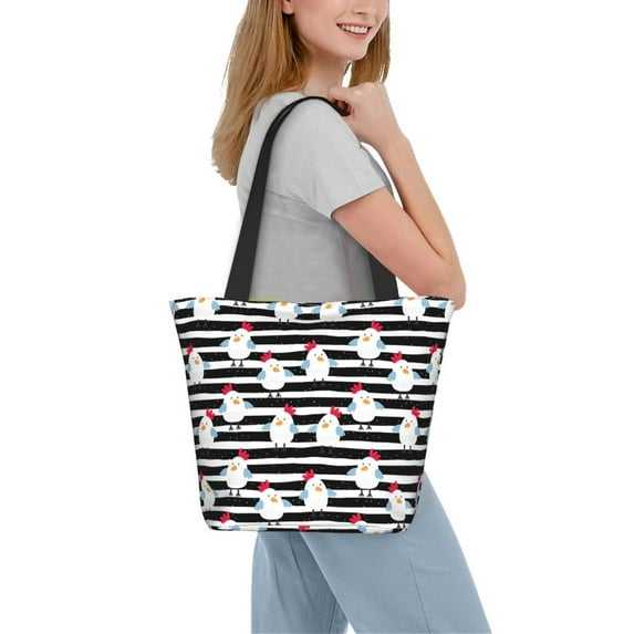 Kdxio Cute Chicken Women Reusable Grocery Bags Foldable Ripstop,Reusable Shopping Bags for Shopping,Gym,Gift