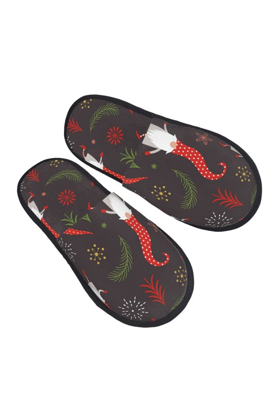 Cute Christmas Gnomes Pattern Slippers for Women Memory Foam Fuzzy House Slippers Bedroom Non-slip Warm Womens Slippers