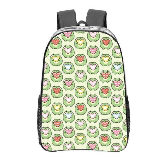 Kdxio Cute Chubby Frog Clear Backpack, Transparent Bookbag for School for Women Men, Capacity Clear Bag for College, Travel