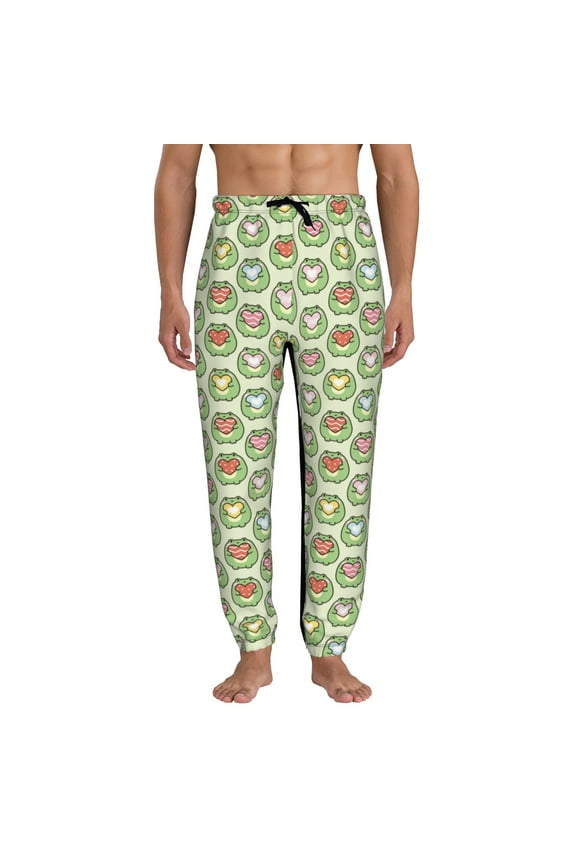 Cute Chubby Frog Pattern Joggers,Sweatpants for Men with Pockets-X-Large