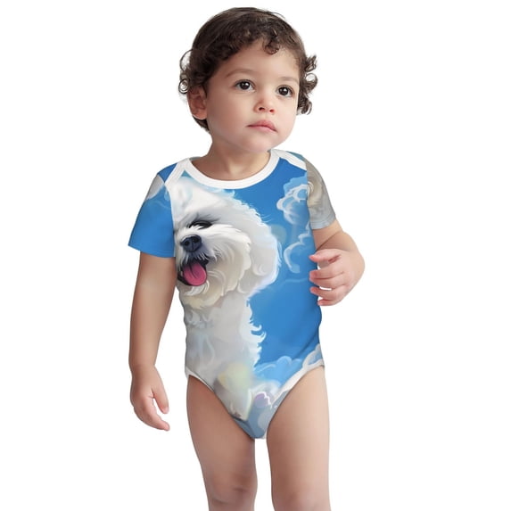 Kdxio Cute Cloud Bichon Frise Pattern Unisex Baby Cotton Short Sleeve Bodysuits-3 Months