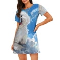 thumbnail image 1 of Kdxio Cute Cloud Bichon Frise Pattern Womens Short Sleeve Sleepshirt Scoopneck Cute Nightdress Ruffle Comfy Nightgown, 1 of 6