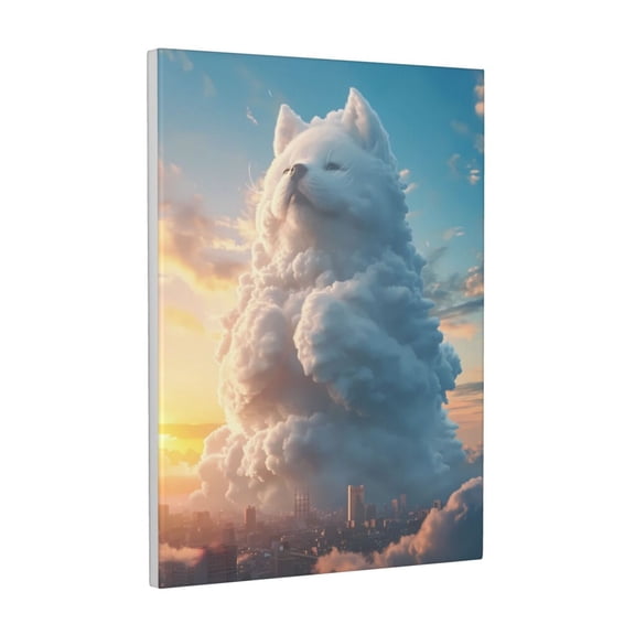 Kdxio Cute Cloud Cat Pattern Canvas Wall Art 12x16 Inches - Waterproof HD Print Solid Wood Frame for Living Room & Bathroom,Vertical