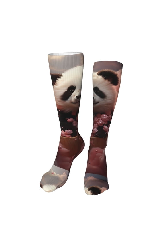 Cute Cloud Panda Funny Silky Novelty Funky Long Knee High Socks Soft 3D Print Cosplay Crazy Stockings for Men Women