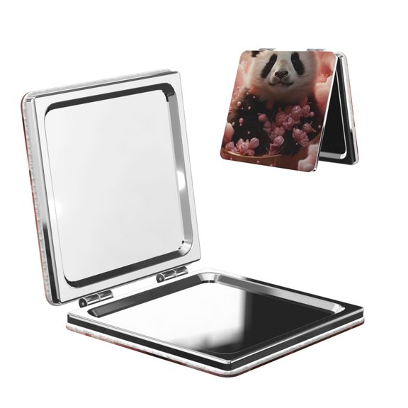 Kdxio Cute Cloud Panda Pocket Mirror, 1X/2X Travel Makeup Mirror 2-Sided Folding Small Mirror Portable Double-Sided Magnifying Cosmetic Mirror for Gift-Square