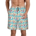 thumbnail image 1 of Kdxio Cute Corgi Head Pattern Mens Casual Shorts - Drawstring Summer Beach Sports Shorts for Men, 1 of 1