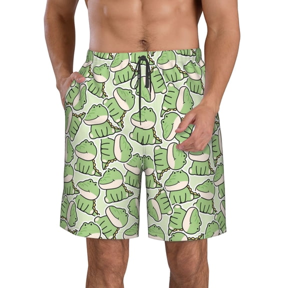 Kdxio Cute Crocodile Pattern Mens Casual Shorts - Drawstring Summer Beach Sports Shorts for Men