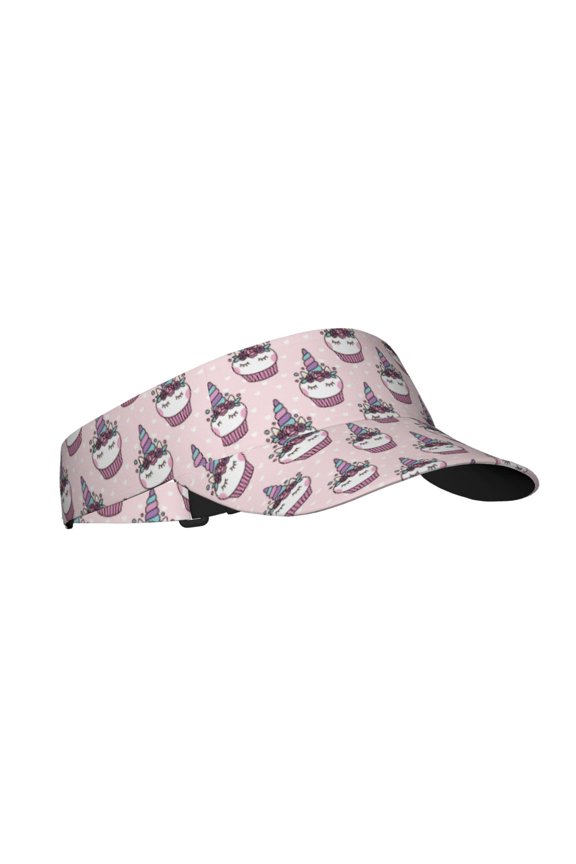 Cute Cupcake Print Sun Visor Hat Golf Visor Adjustable Velcro Outdoor Sports Cap for Men Women