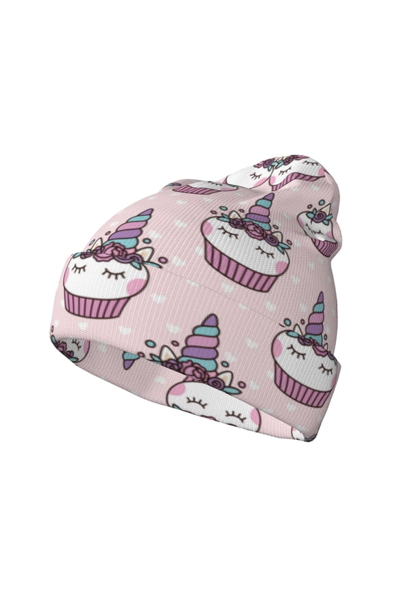 Cute Cupcake Winter Beanie for Men Women Beanie Knit Hat Cuffed Cap Beanie Knit Chunky Snow Cap