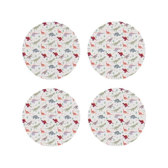 Kdxio Cute Dinosaur Funny Coasters,4 Pcs Leather Coasters,Housewarming Gifts,Protect Furniture from Water Marks Scratch and Damage